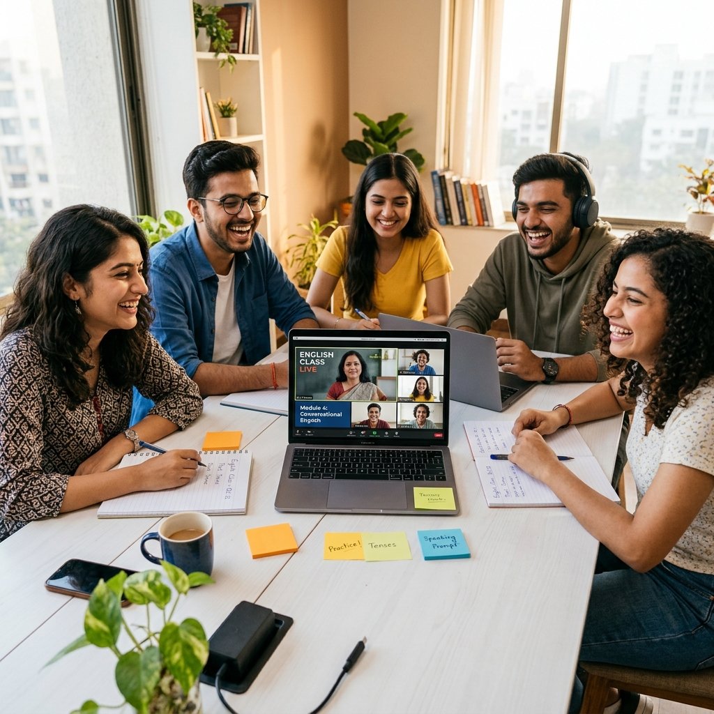 Students learning English online at Hire Academy